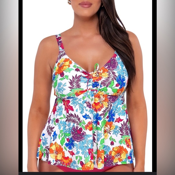 Sunsets Escapes Camilla Flora Marin Underwire Tankini Top Swimsuit size 12 new - Picture 9 of 9